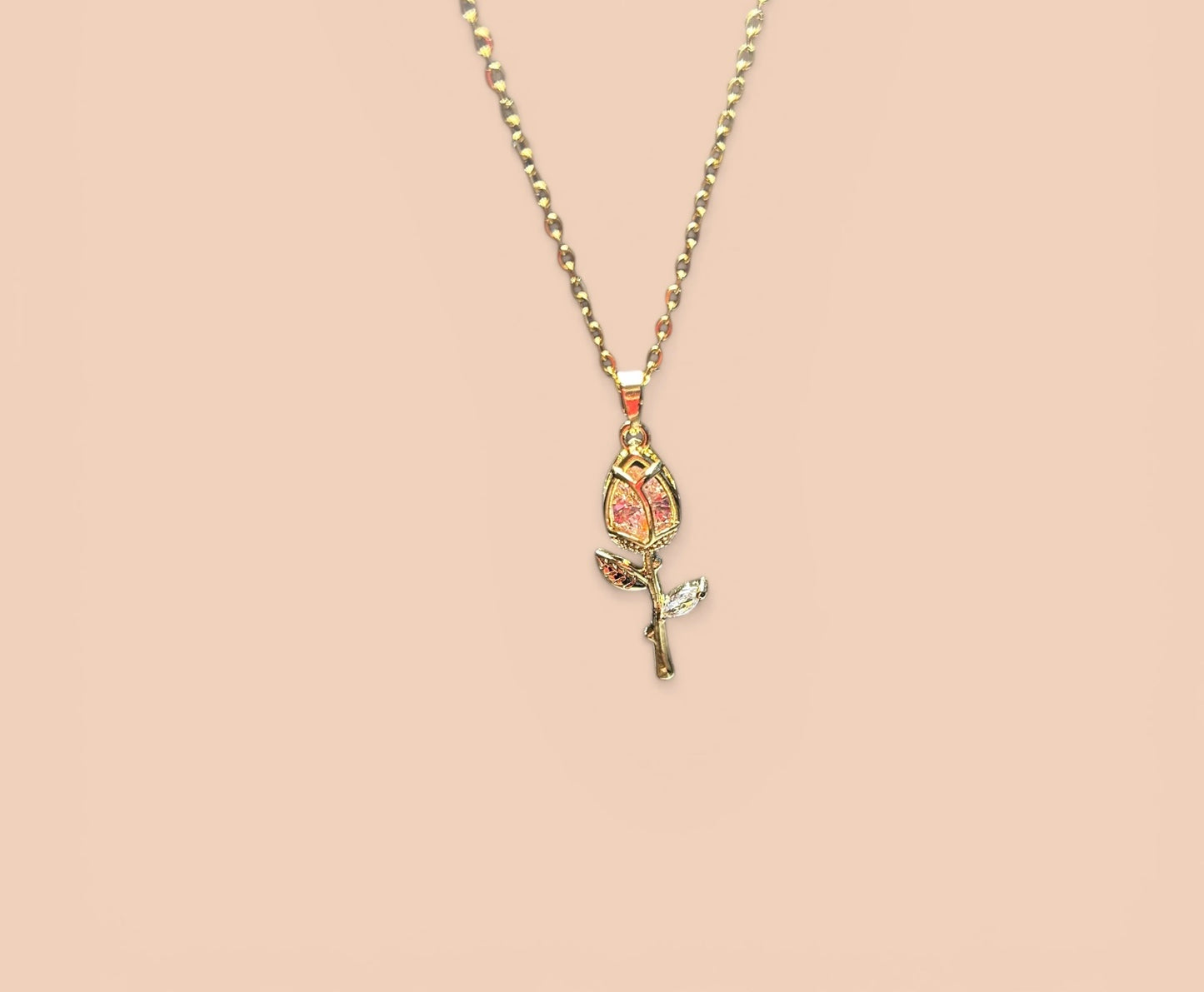 Crystal Zircon Tulip Titanium Steel Necklace