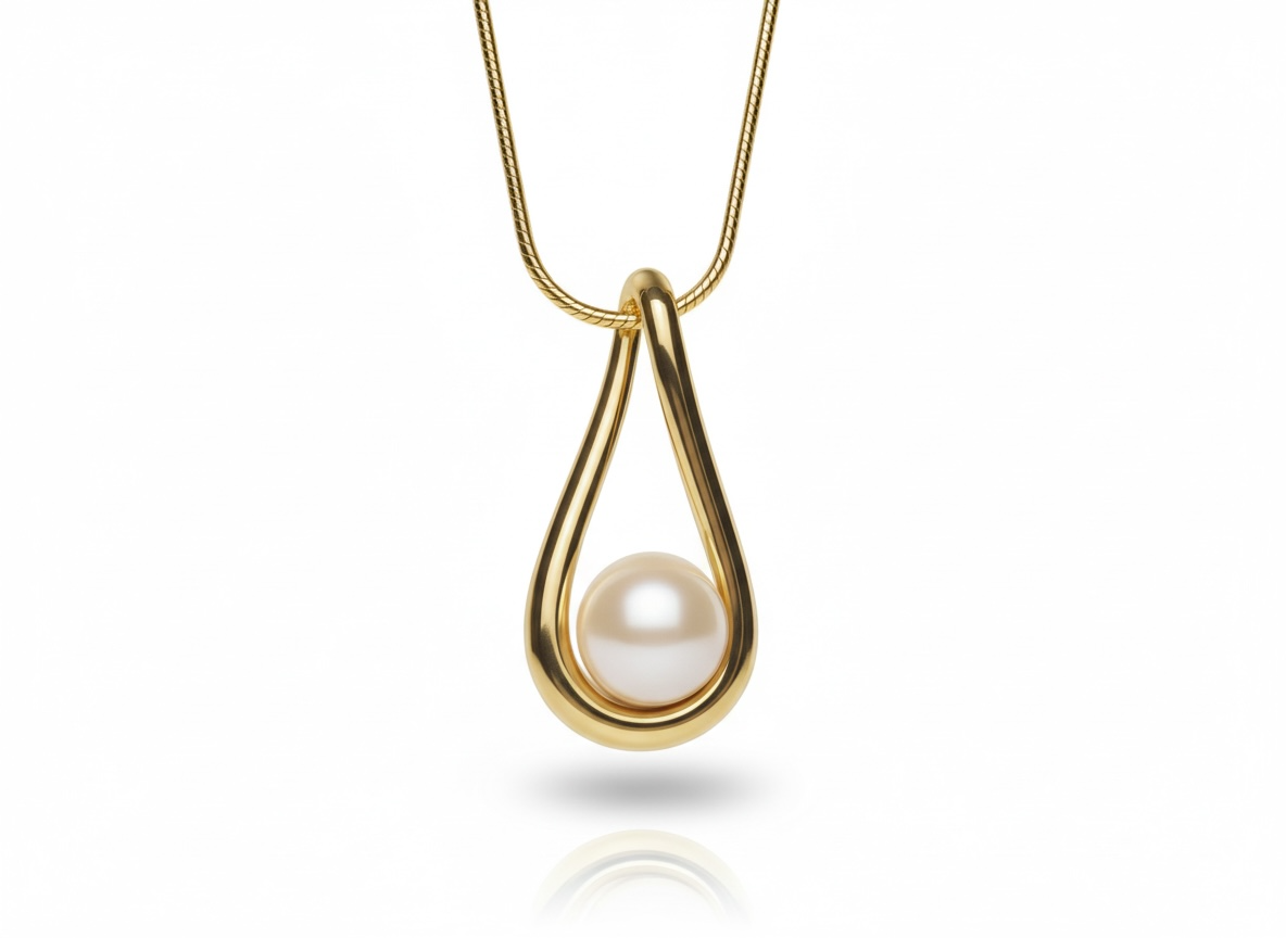 INS Style Pearl-Inlaid Teardrop Titanium Steel Pendant Necklace – Elegant Clavicle Chain