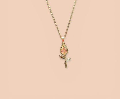 Crystal Zircon Tulip Titanium Steel Necklace