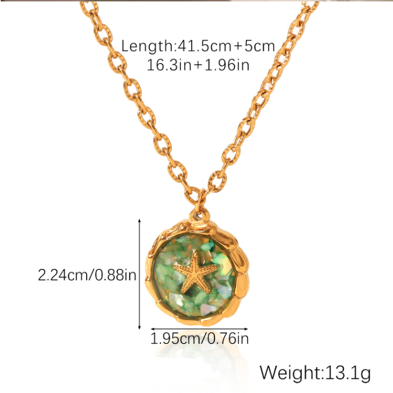 Ocean Starfish Shell Stainless Steel Charm Necklace