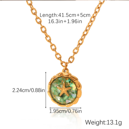 Ocean Starfish Shell Stainless Steel Charm Necklace